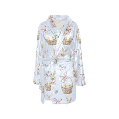 Rabbit Easter Eggs Pattern Print Design 03 Women's Fleece Robe