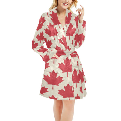Maple Leaf Pattern Print Design 03 Women's Fleece Robe