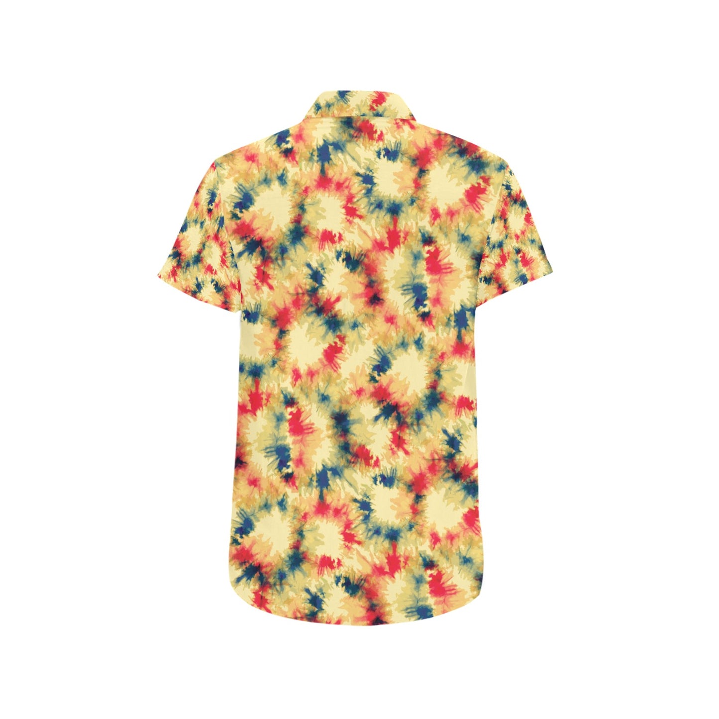Tie Dye Print Design LKS302 Men Short Sleeve Button Up Shirt