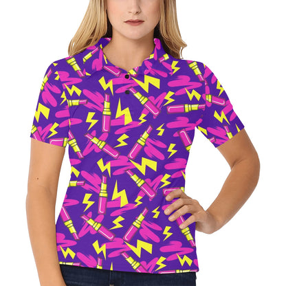 Lipstick Pattern Print Design LT04 Women's Polo Shirt