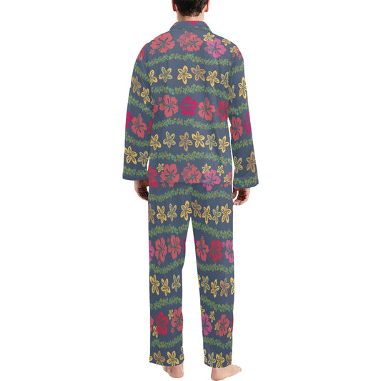 Hawaiian Themed Pattern Print Design H018 Men's Long Pajama Set