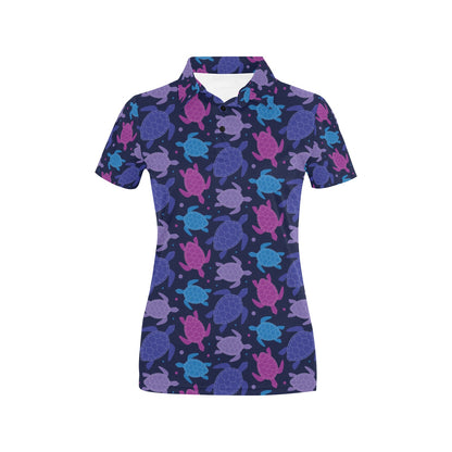 Sea Turtle Print Design LKS309 Women's Polo Shirt