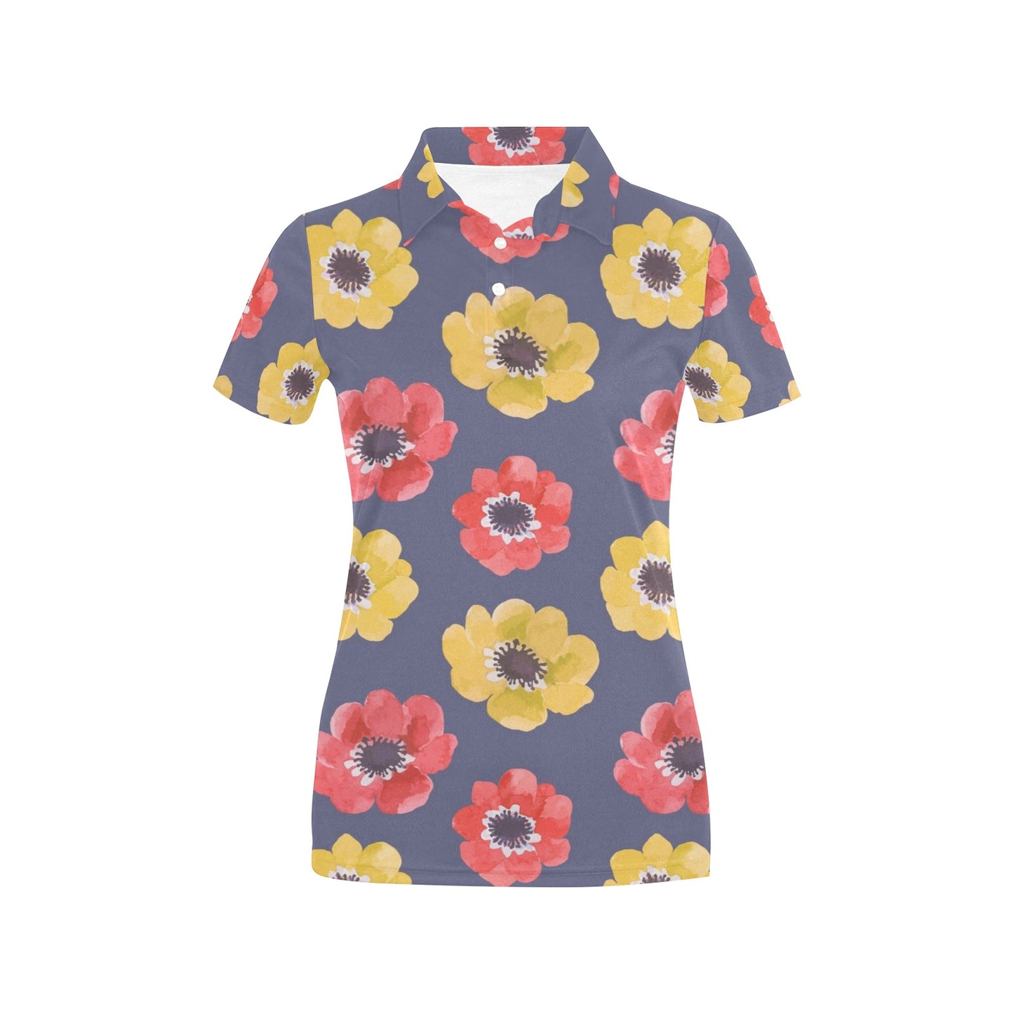 Anemone Pattern Print Design AM010 Women's Polo Shirt