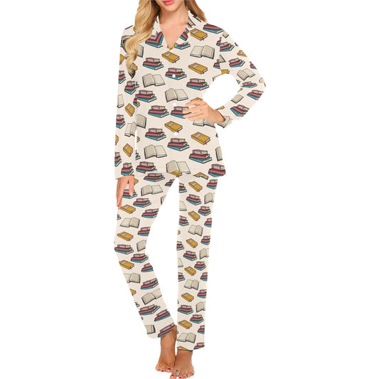 Book Pattern Print Design 04 Women's Long Pajama Set