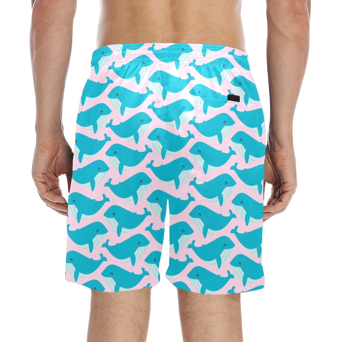 Whale Print Design LKS302 Men's Swim Trunks Beach Shorts