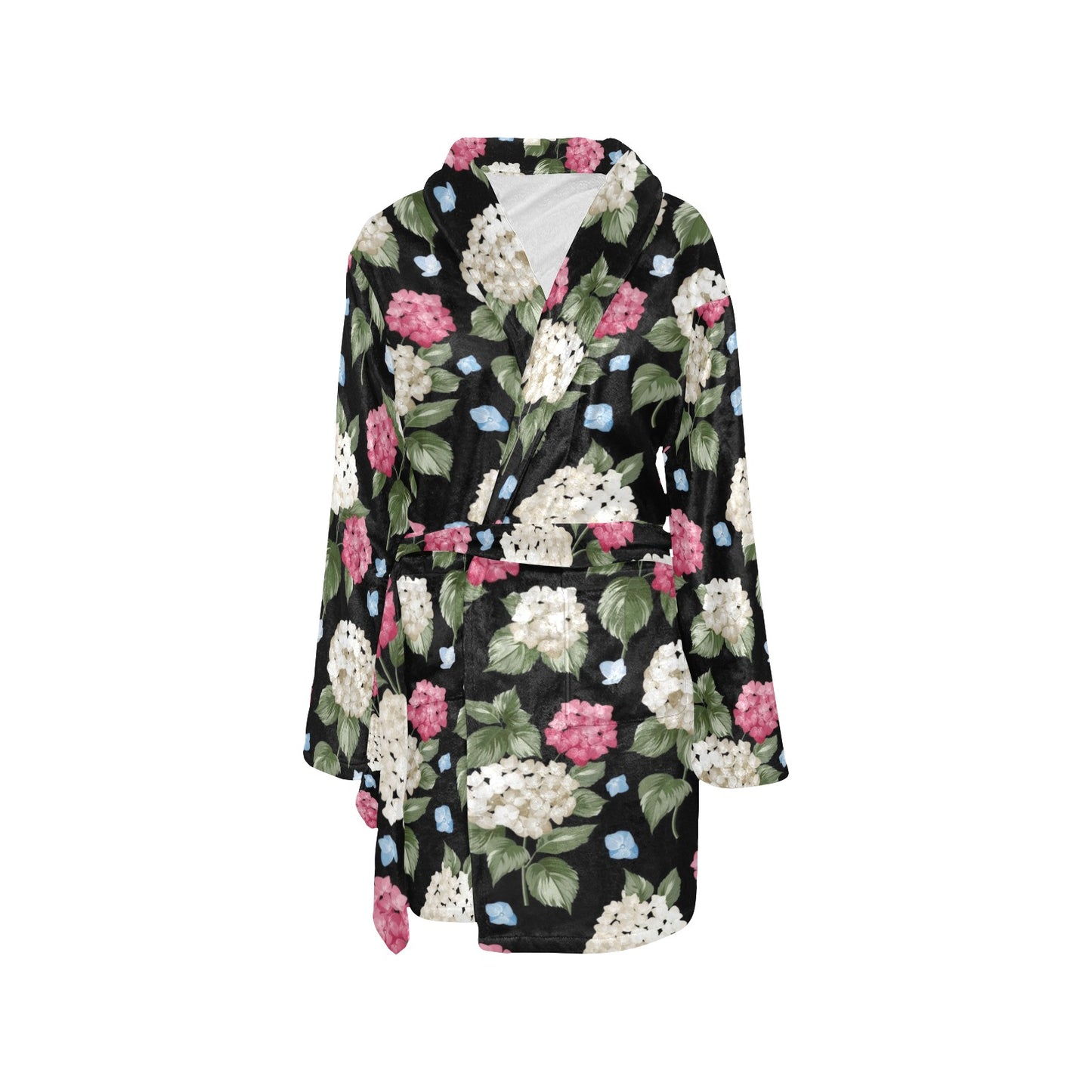 Hydrangea Pattern Print Design HD09 Women's Fleece Robe