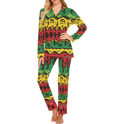 Rasta Pattern Print Design A01 Women's Long Pajama Set