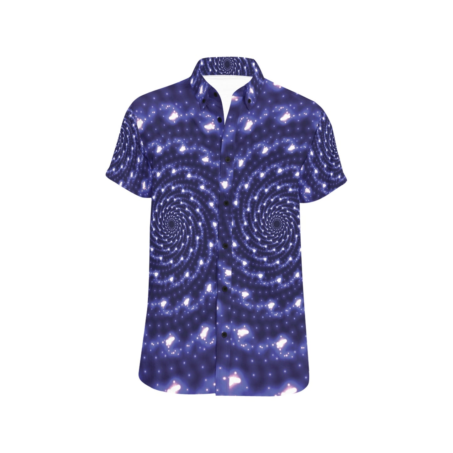 Vortex Print Design LKS305 Men Short Sleeve Button Up Shirt