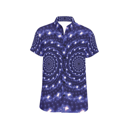 Vortex Print Design LKS305 Men Short Sleeve Button Up Shirt