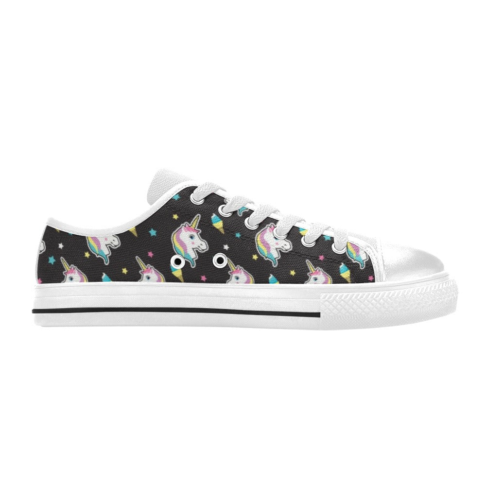 Unicorn Print Design LKS302 Women's White Low Top Shoes