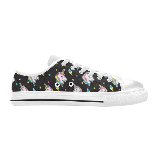 Unicorn Print Design LKS302 Women's White Low Top Shoes