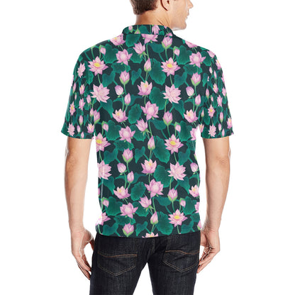 Water Lily Print Design LKS302 Men Polo Shirt