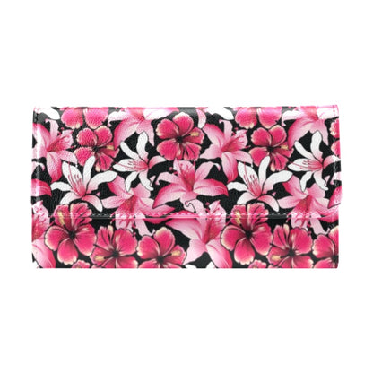 Flower Hawaiian Pink Red Hibiscus Print Women's Trifold Wallet