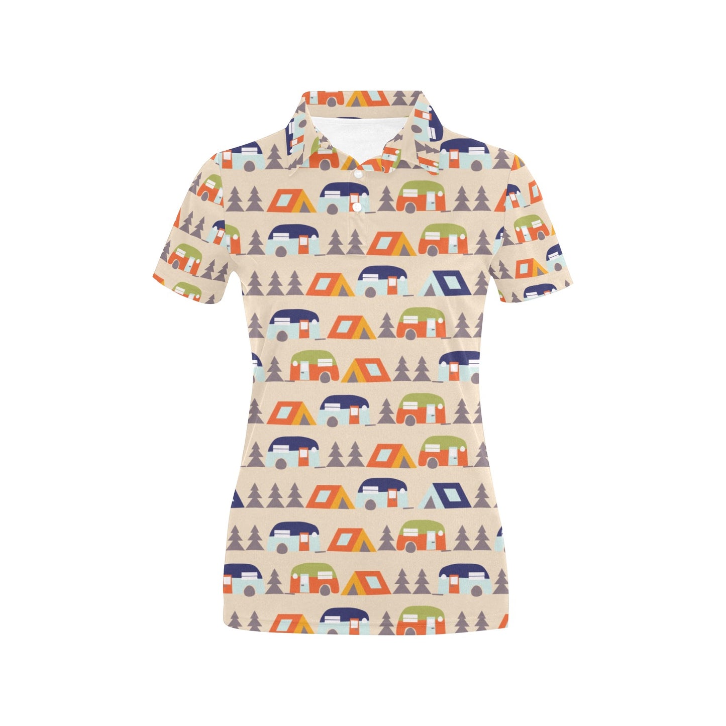 Camper Tent Pattern Print Design 03 Women's Polo Shirt
