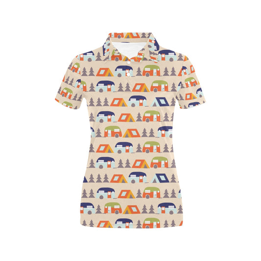 Camper Tent Pattern Print Design 03 Women's Polo Shirt