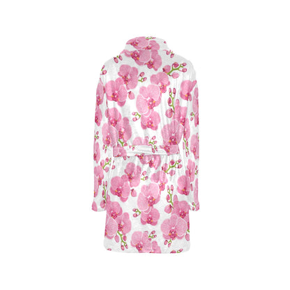 Orchid Pink Pattern Print Design OR07 Women's Fleece Robe