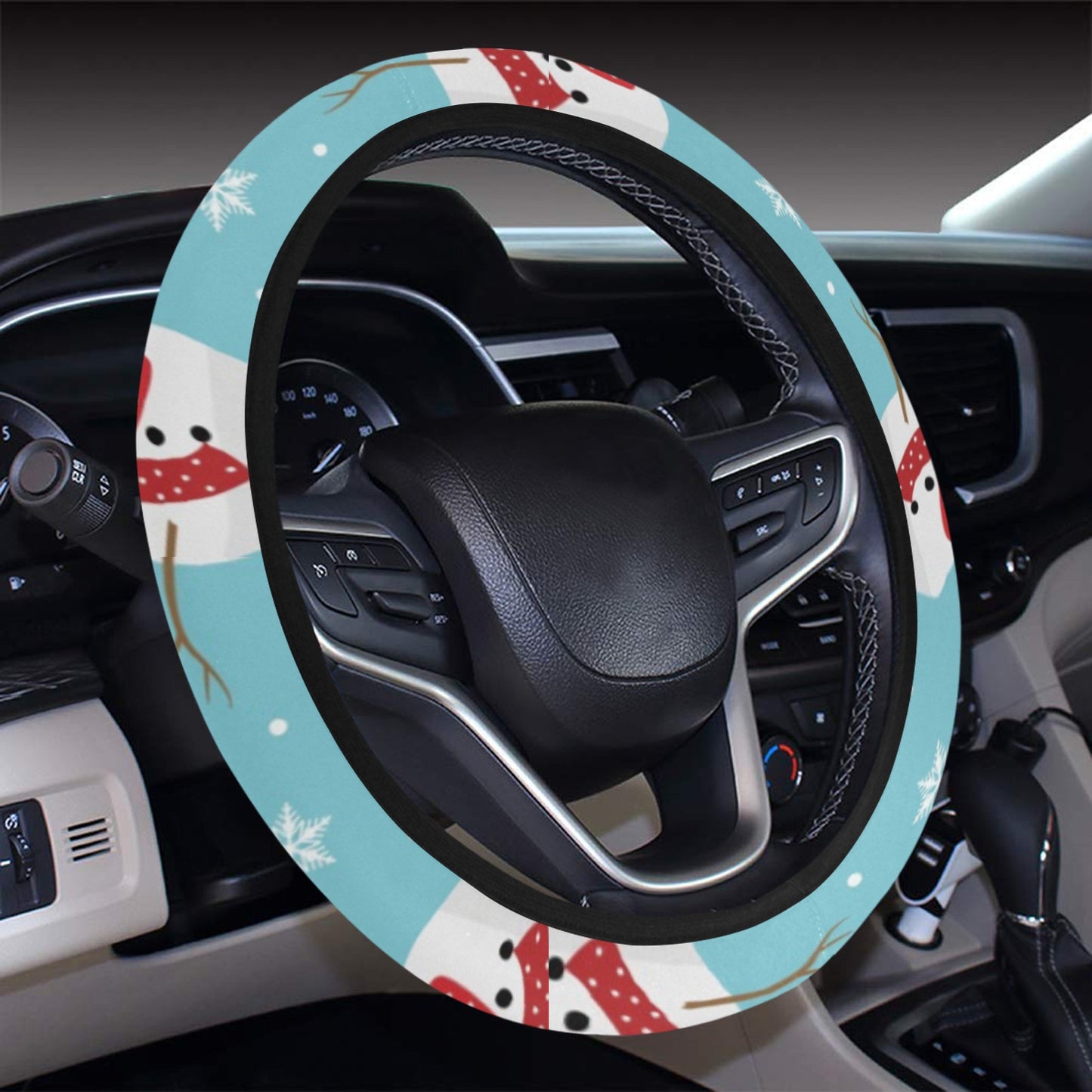 Snowman Print Design LKS304 Steering Wheel Cover with Elastic Edge