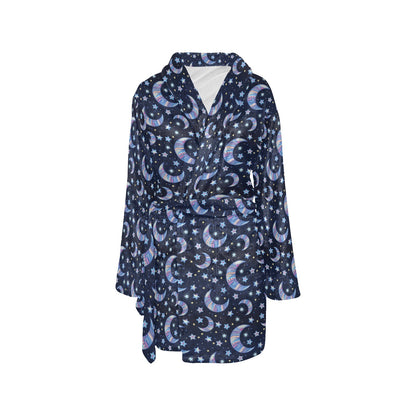 Celestial Moon Pattern Print Design 03 Women's Fleece Robe