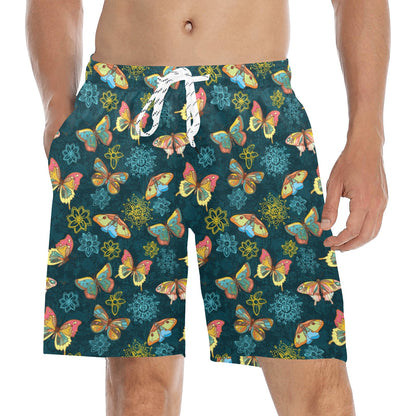 Butterfly Hand Draw Print Pattern Men's Swim Trunks Beach Shorts