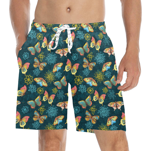 Butterfly Hand Draw Print Pattern Men's Swim Trunks Beach Shorts