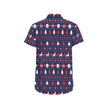 Reindeer Print Design LKS404 Men Short Sleeve Button Up Shirt