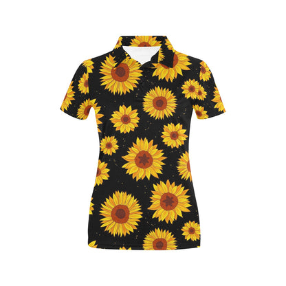 Sunflower Pattern Print Design SF09 Women's Polo Shirt