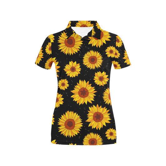 Sunflower Pattern Print Design SF09 Women's Polo Shirt