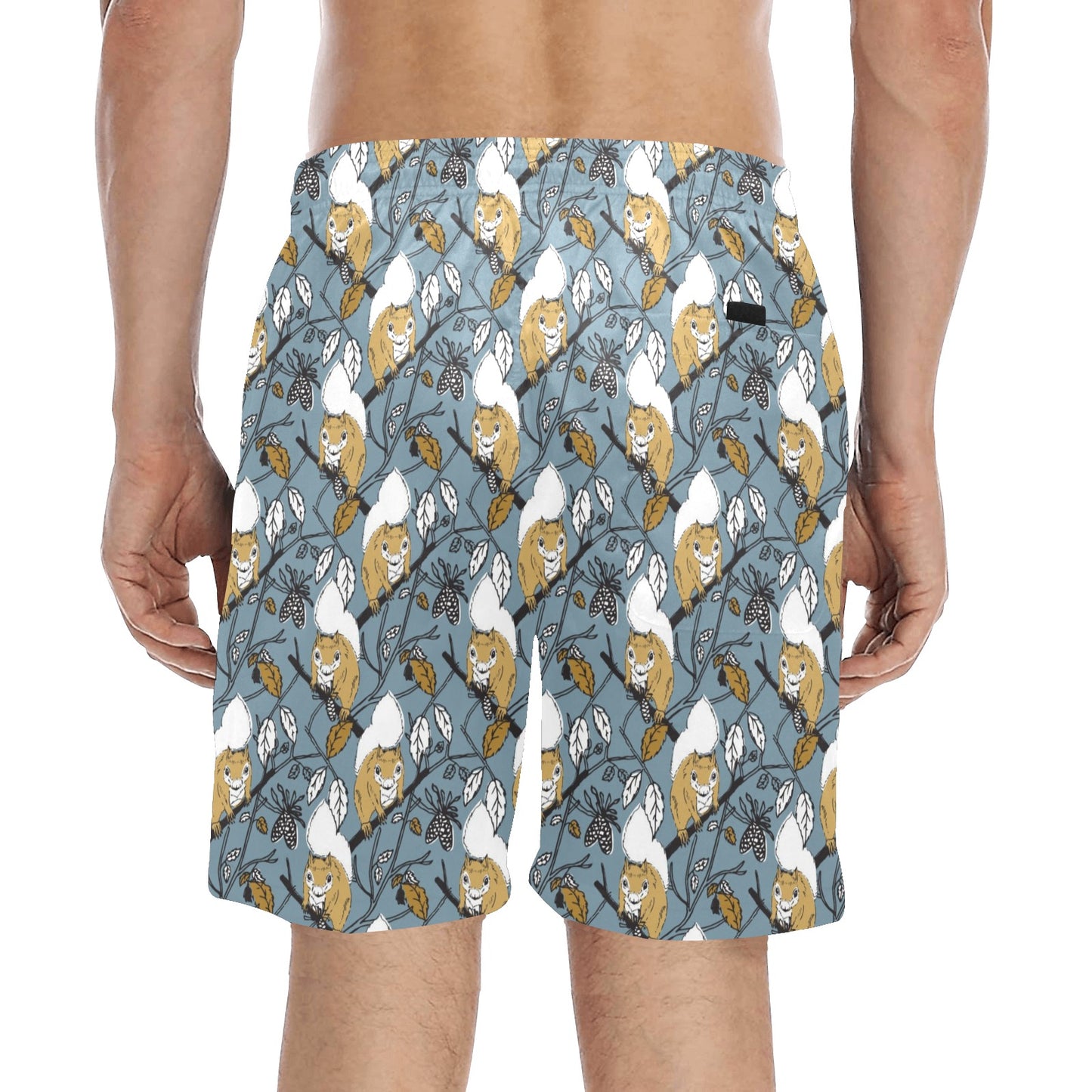 Squirrel Print Design LKS305 Men's Swim Trunks Beach Shorts