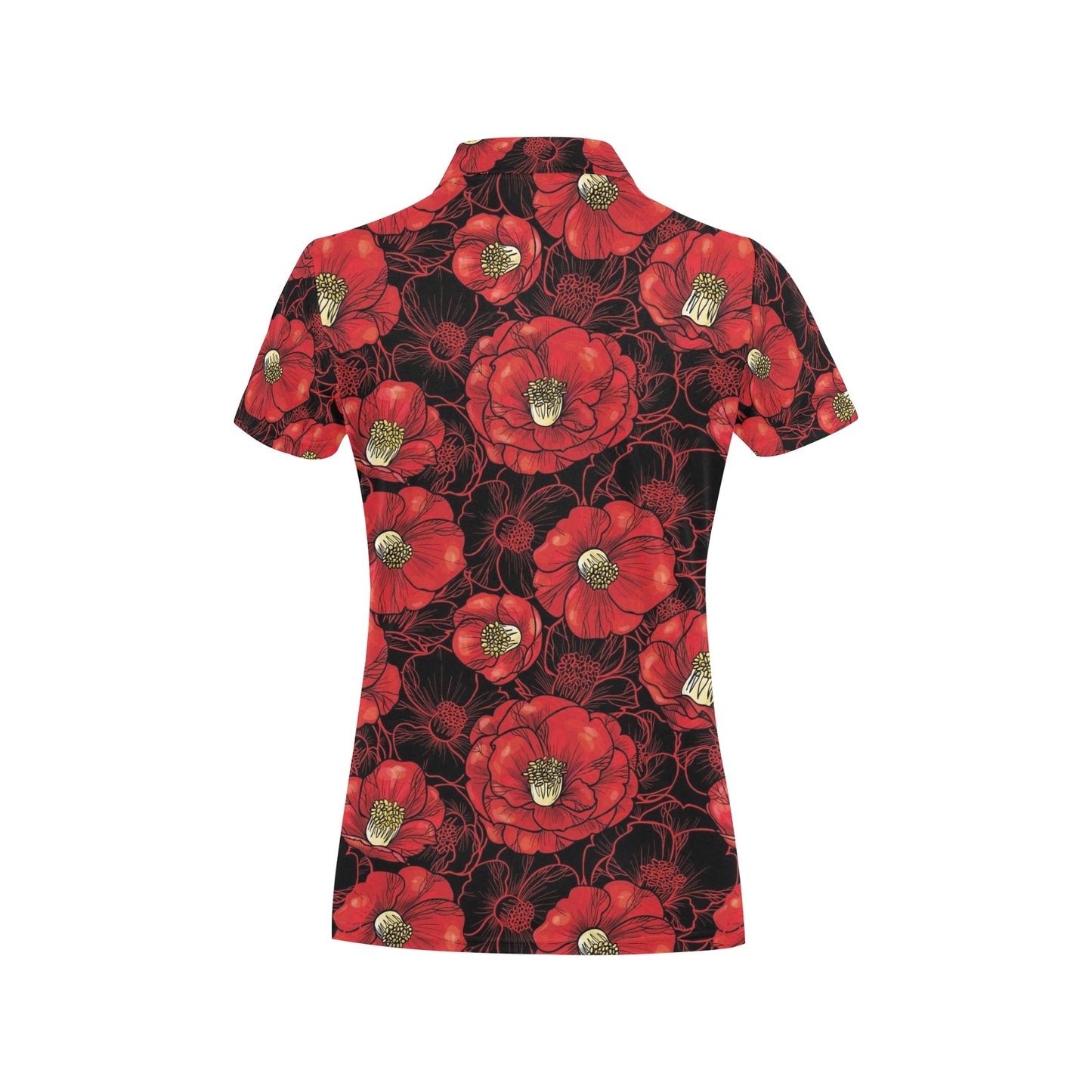 Camellia Pattern Print Design CM06 Women's Polo Shirt