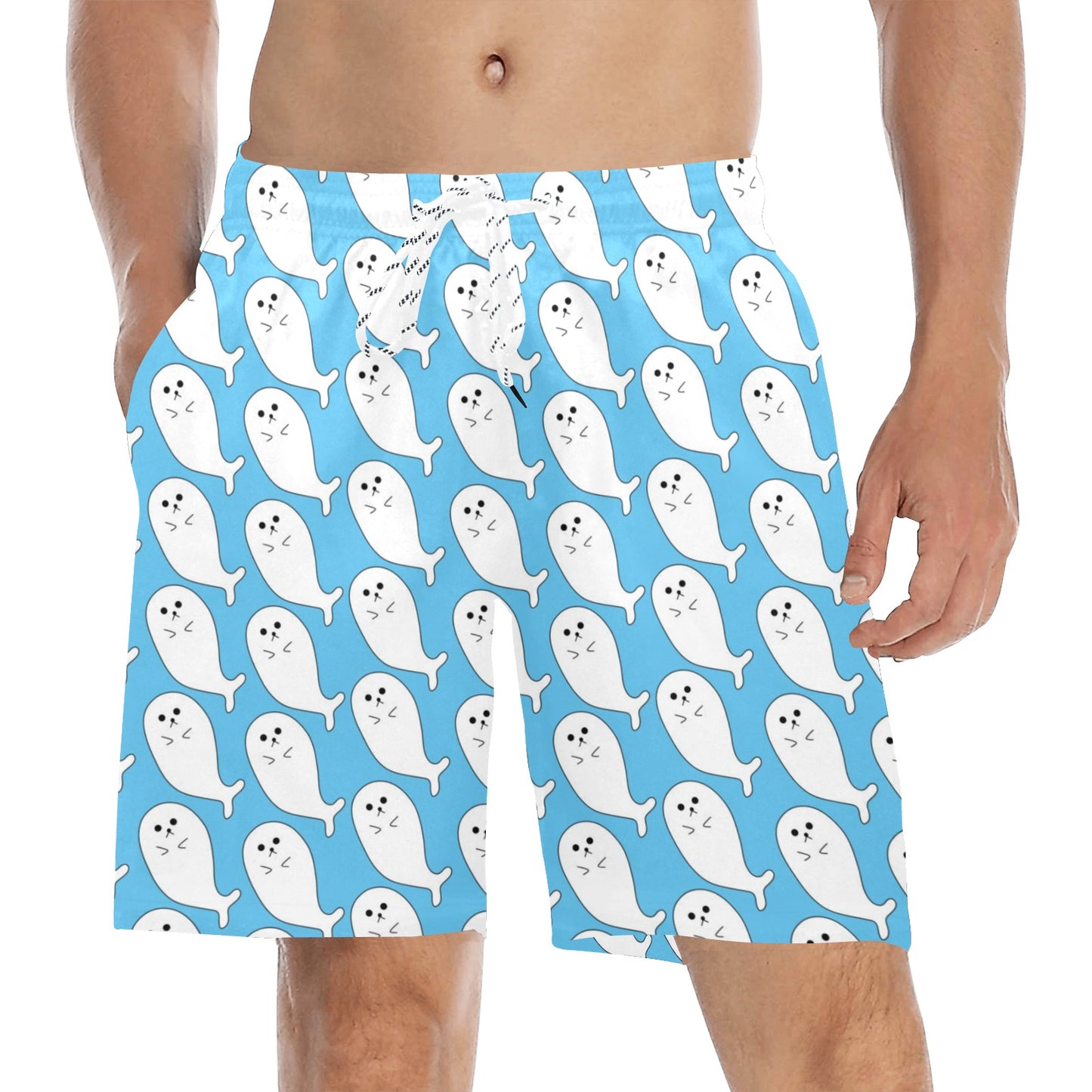 Sea Lion Print Design LKS402 Men's Swim Trunks Beach Shorts