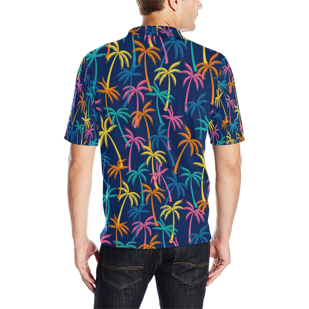Palm Tree Pattern Print Design PT013 Men Polo Shirt