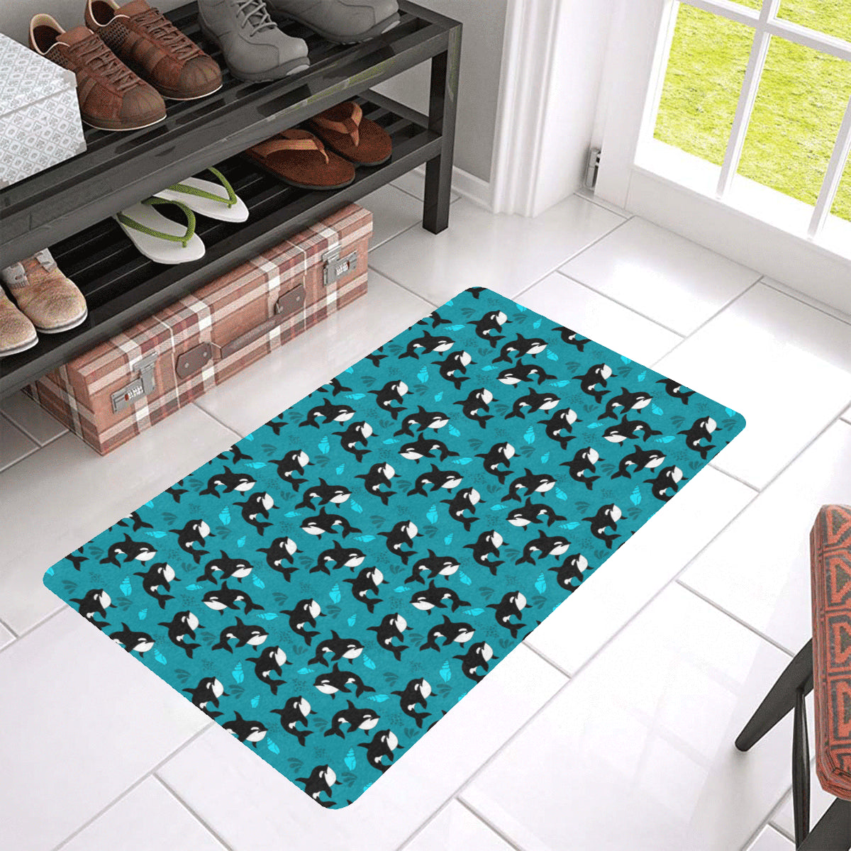 Whale Sea Design Themed Print Rubber Doormat