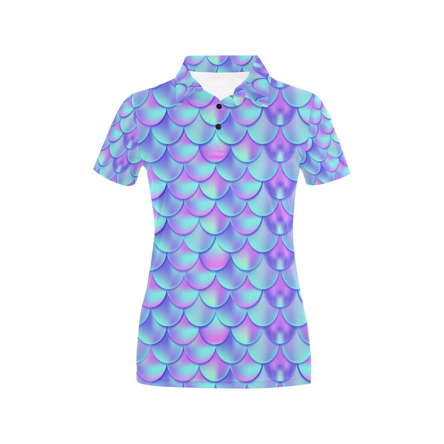 Mermaid Tail Design Print Pattern Women's Polo Shirt