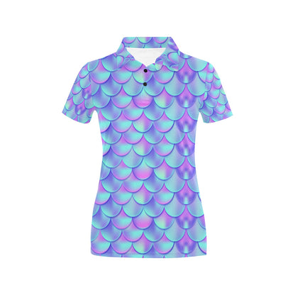 Mermaid Tail Design Print Pattern Women's Polo Shirt