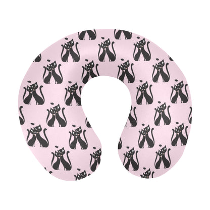 Black Cat Pattern Print Design 01 U-Shaped Travel Neck Pillow