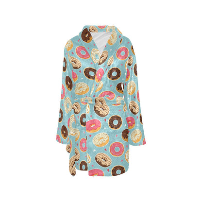 Donut Pattern Print Design DN04 Women's Fleece Robe