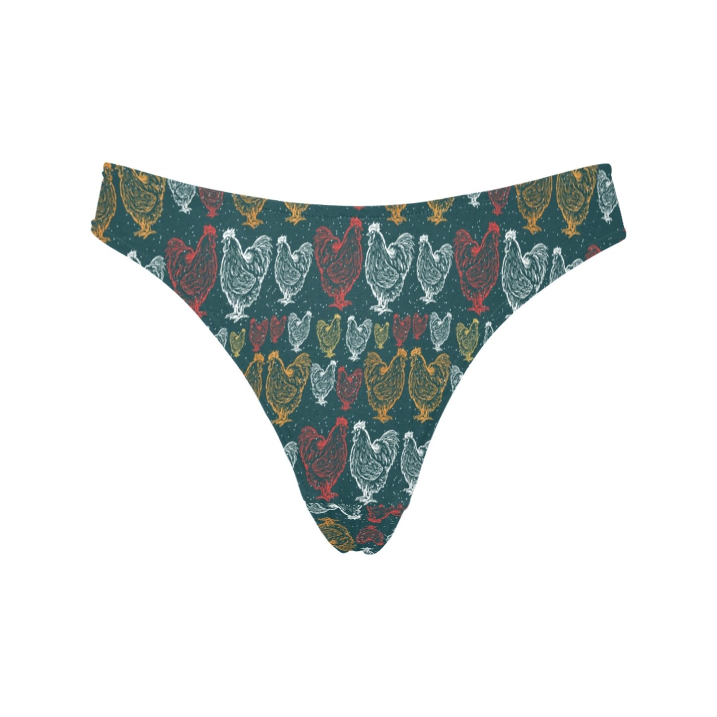 Rooster Hand Draw Design Women's Thongs