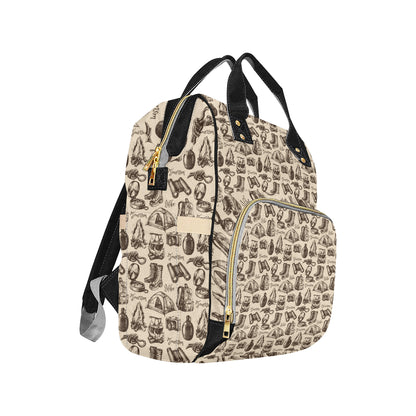 Camping Pattern Print Design 01 Diaper Bag Backpack