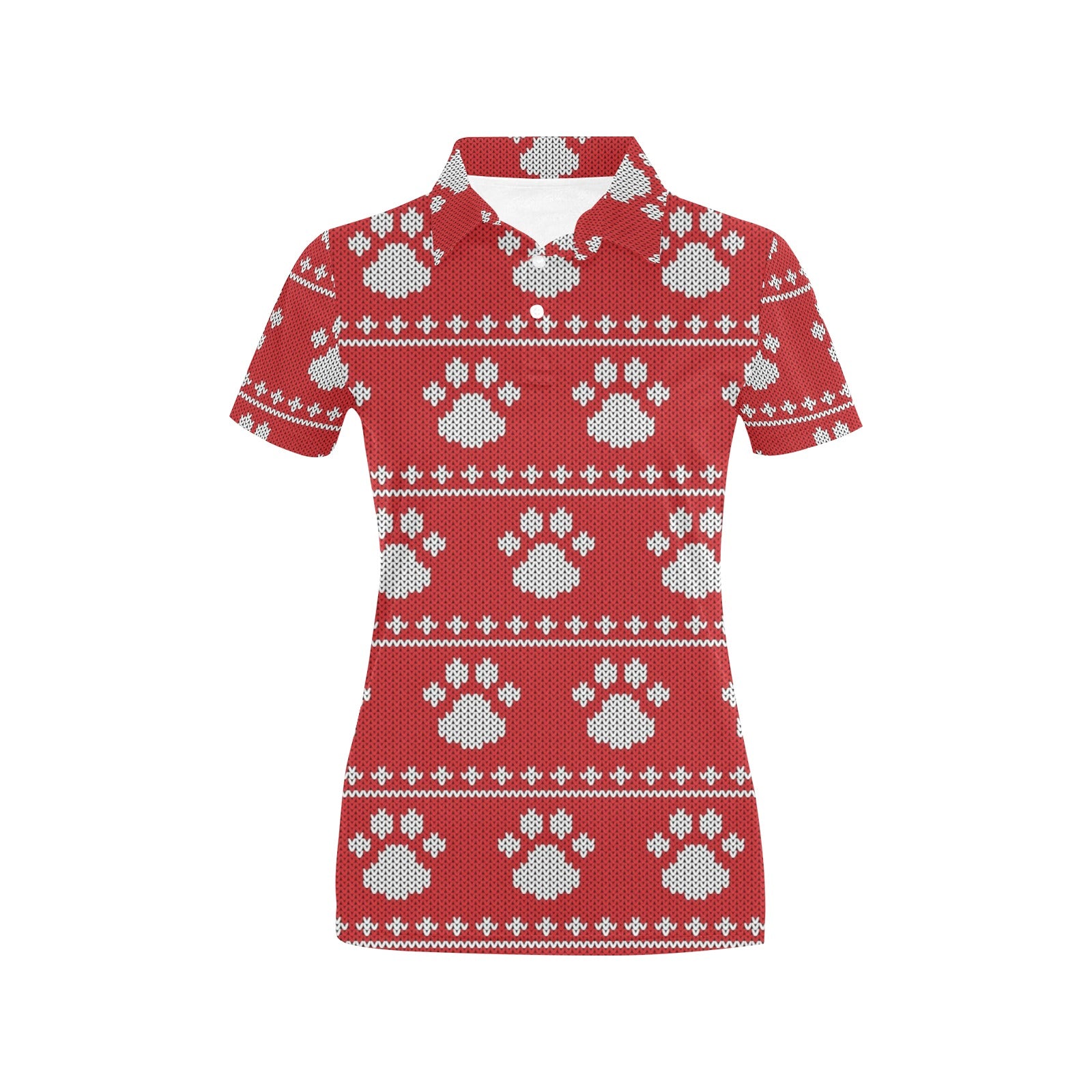 Knit Paw Pattern Print Design 03 Women's Polo Shirt