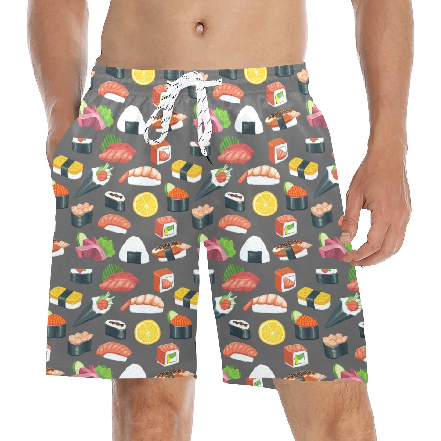Sushi Pattern Print Men's Swim Trunks Beach Shorts