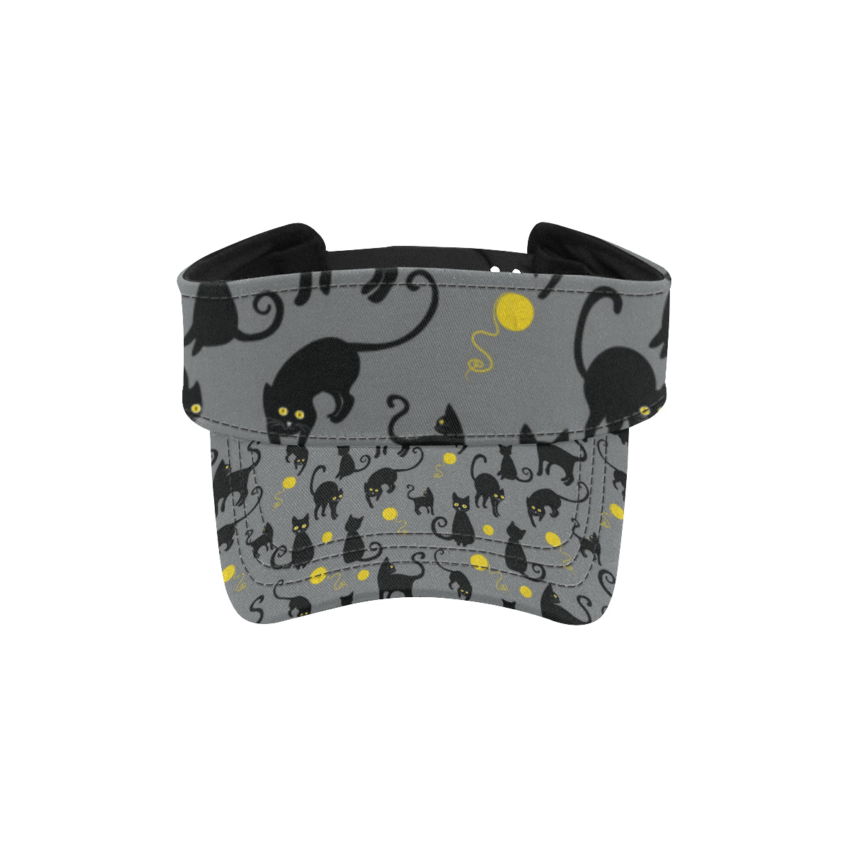 Black Cat Yellow Yarn Print Pattern Unisex Sun Visor