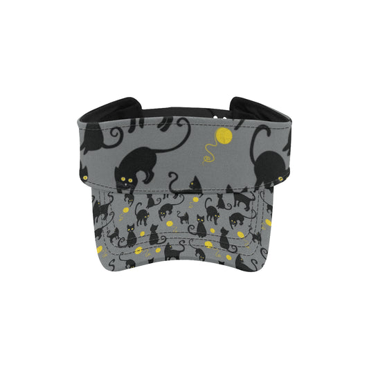 Black Cat Yellow Yarn Print Pattern Unisex Sun Visor