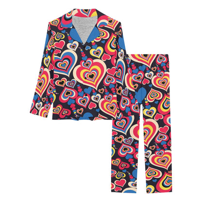 Heart Pattern Print Design HE08 Women's Long Pajama Set