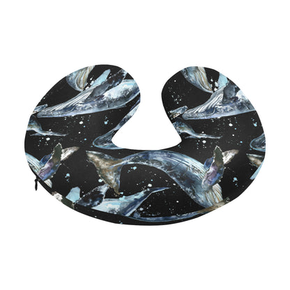 Humpback Whale Pattern Print Design 01 U-Shaped Travel Neck Pillow