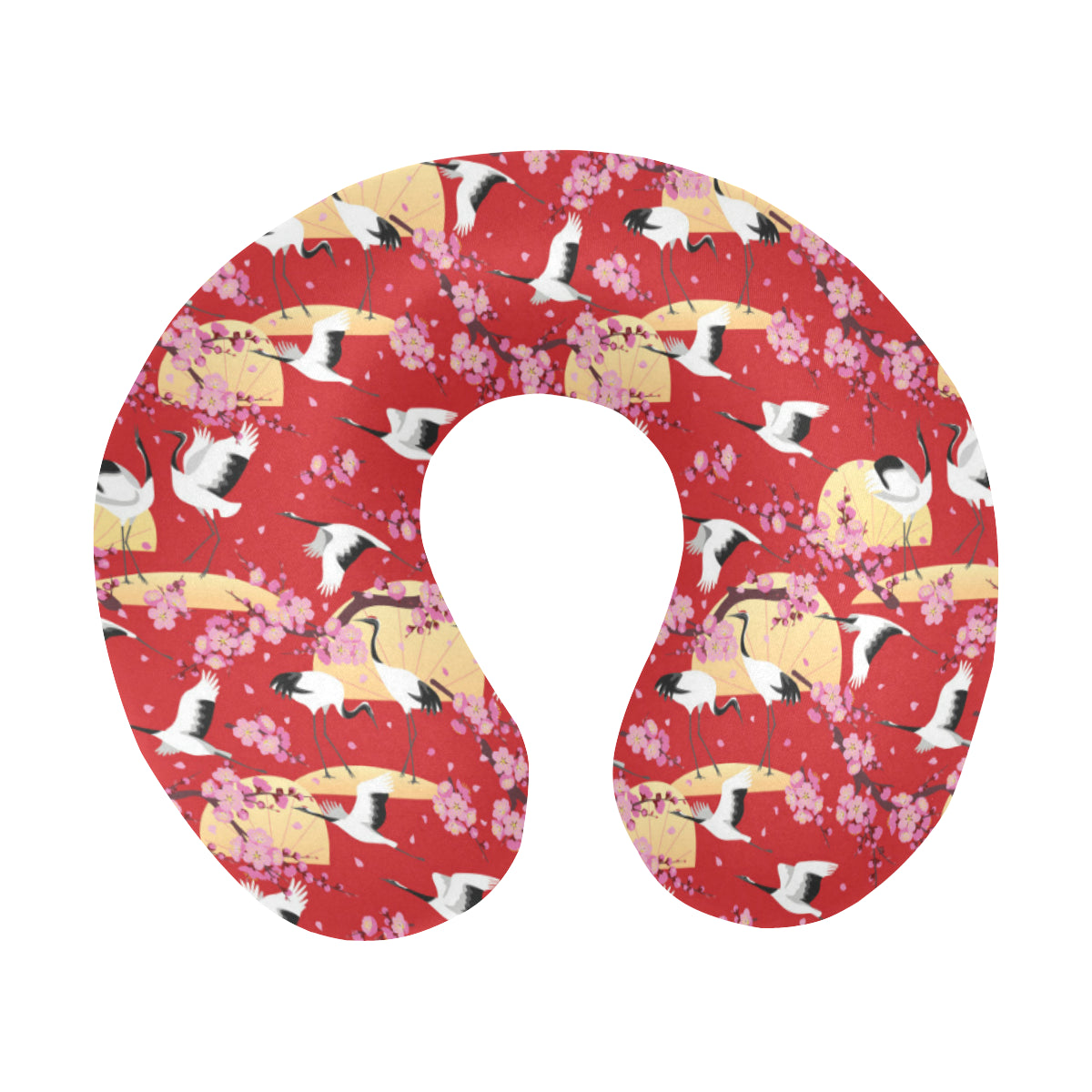 Crane Pattern Print Design 04 U-Shaped Travel Neck Pillow