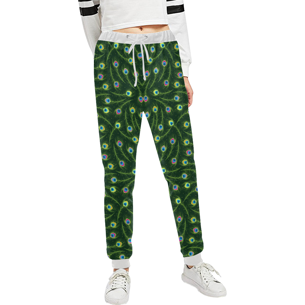 Peacock Feather Green Design Print Unisex Sweatpants