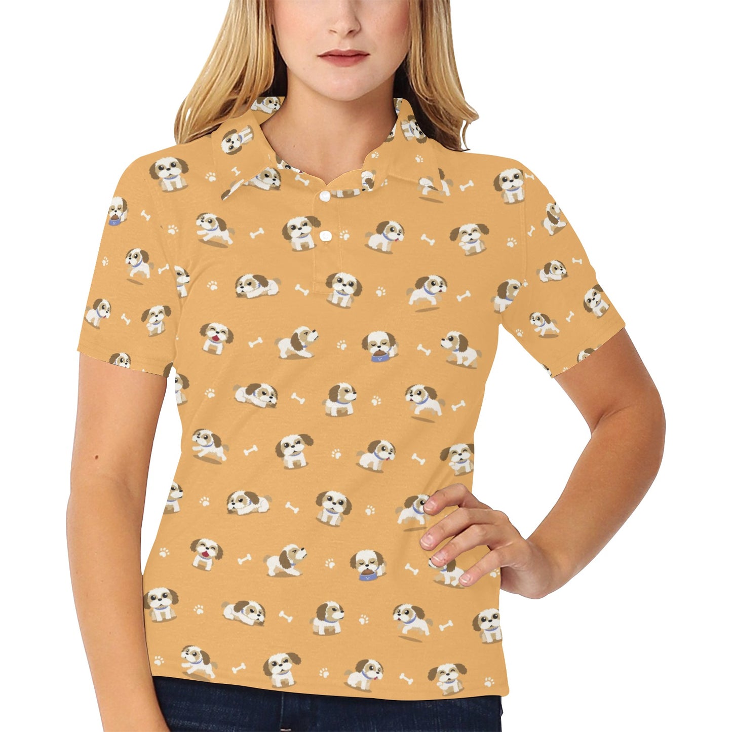 Shih Tzu Print Design LKS304 Women's Polo Shirt