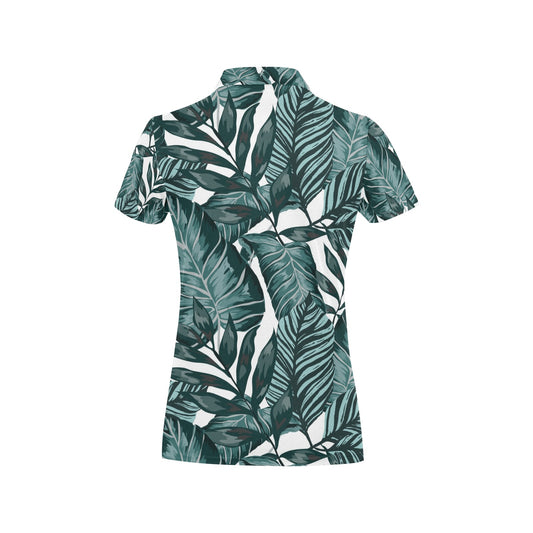 Tropical Palm Leaves Pattern Women's Polo Shirt
