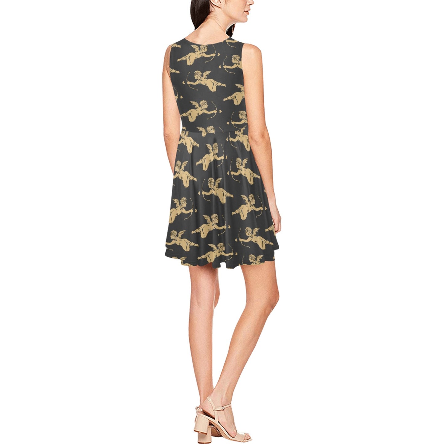 Cupid Pattern Print Design 02 Sleeveless Dress