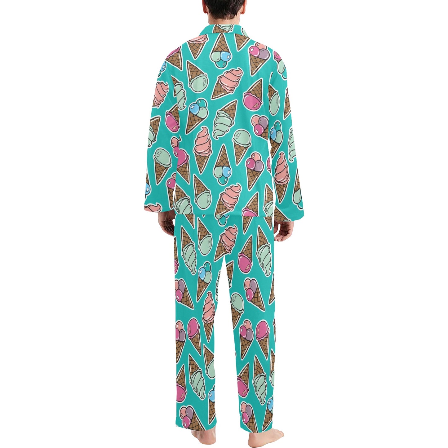 Ice Cream Pattern Print Design IC01 Men's Long Pajama Set